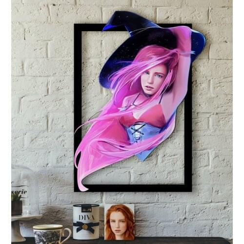 Personalized Women 'S Witch Caricature OF 3D Wood Tablo-4 Reliable Quality Cost Effective Gift Fun Decoration Modern
