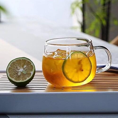 Transparent Glass Coffee Tea Dessert Breakfast Milk Cup Heat Resistant Healthy Resistant Drink Mug with Handle Home Drinkware