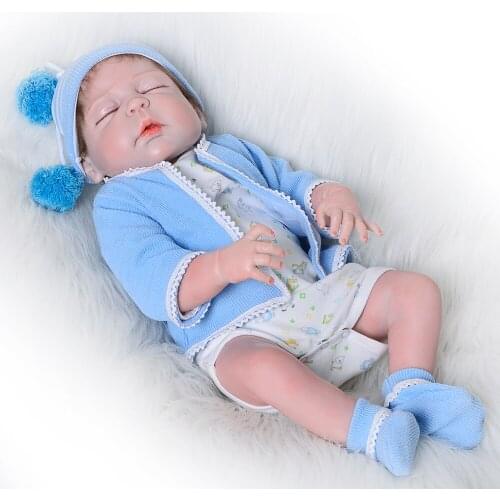 23 Inch Lifelike Baby Reborn Baby Toys Full Silicone Vinyl Reborn Dolls Babies Asleep Boy Playmates For Children Birthday Gifts