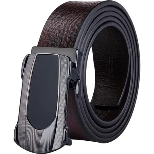 Genuine Leather Belt Alloy Automatic Buckle Luxury Belt Barry.Wang Fashion High Quality Brown And Blue Waist Belt For Men G-0078