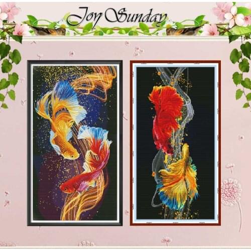Pisces Fighting Painting counted 11CT 14CT Cross Stitch Sets DIY Chinese Cross-stitch Kits Embroidery Needlework home decor