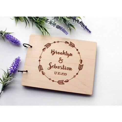Wedding Guest book Personalised Guest Book Personalised Wooden Album Romantic Photo Album Script Book Rustic Guest Book Elegant