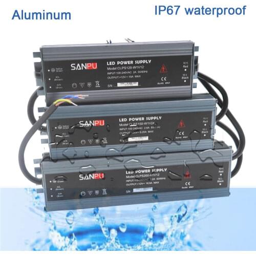 LED ultra-thin waterproof power supply IP67 AC110V-220V to DC12V/ DC24V transformer 45W/60W/100W/120W/150W/200W/300W led Driver