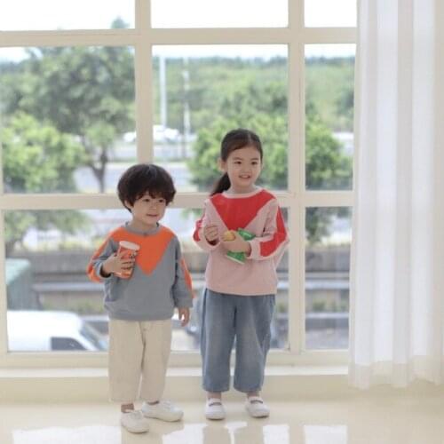 Girls Hoodies Cotton Casual Color Stitching Long Leeves Tops for Girl Boy Sweatshirts Unisex Clothes Autumn New Arrival Pullover