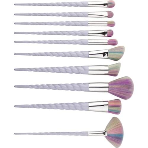 Foundation Face Powder 10 Pcs Concealer Blusher 1 Set Makeup Brushes Unicorn