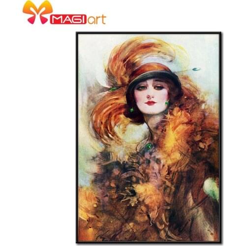 Cross stitch kits Embroidery needlework sets 11CT water soluble canvas patterns 14CT Western Style A wealthy lady-NCMP013