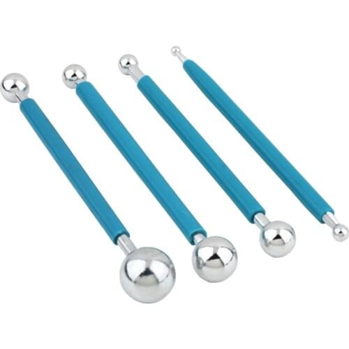 Top quality 4 pcs/Lot 8 Heads Fondant Cake Decorating Pen Stainless Steel Head Balls Sugar Craft Biscuit Cake Decorating Tools