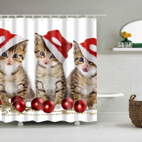 Cute cat bathroom curtain cartoon pet cat shower curtain art bathroom decoration waterproof shower curtain with hook B1113