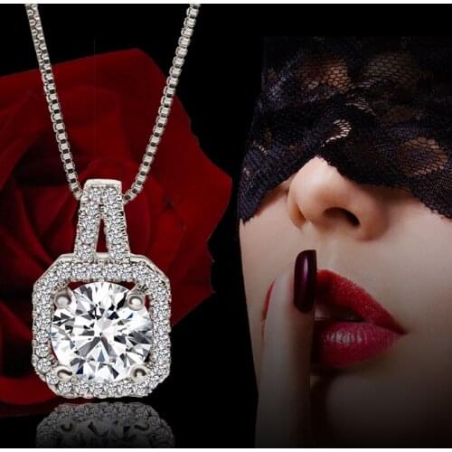 Women Korean Style Simple Square Crystal Short Chain Clavicle Necklace Pendant Necklace 2016 Hot Sale New Jewelry Wholesale