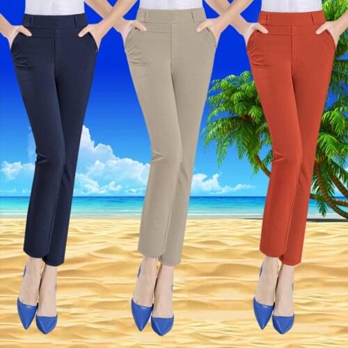 2021 Spring Summer Women Fashion High Waistt Pants Casual Pockets Office Wear Female Ankle-Length Trousers Mujer