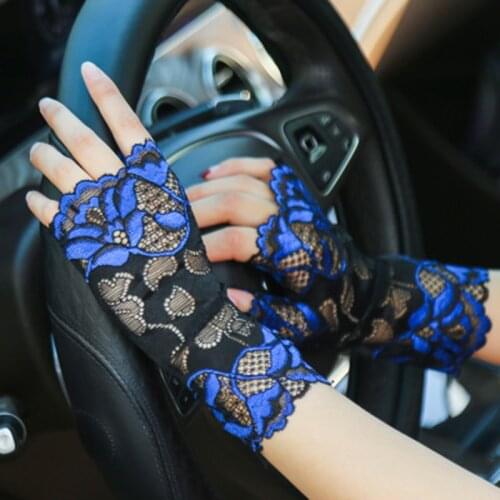 Women Half Finger Touch screen Gloves Summer Thin Elasticity Anti-UV Driving Gloves Sexy Lace Cycling Sunscreen Gloves K26