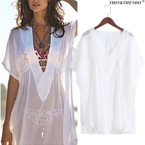 2020 new summer Women Sexy Lady Bikini dress Perspective V-neck Swimsuit Swimwear Beach Dress