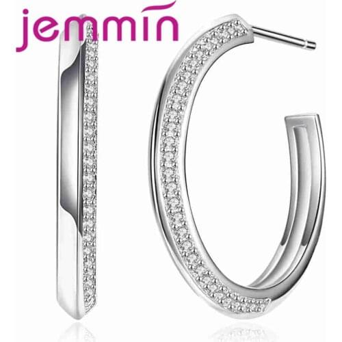 New Trendy 925 Sterling Silver High Quality Simple Stub Earrings Good Cubic Zirconia For Women Wedding Party Jewelry