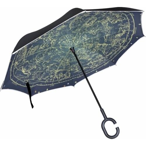 Car Umbrella Travel Windproof Double Layer 12 Constellations Inverted Umbrella Rain Protection Car Reverse Umbrellas