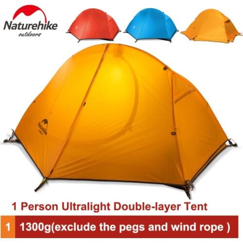 1.3KG Naturehike Tent 20D Silicone Fabric Ultralight 1 Person Double Layers Aluminum Rod Hiking Tent 4 Season With Camping Mat