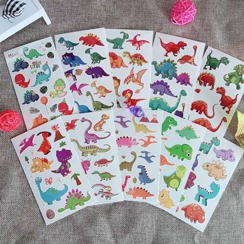 10 Sheets Dinosaur Makeup Temporary Tattoo Sticker Cute Fake Tatoo Flash Tatto Waterproof Small Body Art For Children