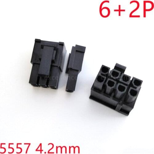 10pcs Black 4.2mm 6+2PIN 8PIN Male For PC Computer ATX Graphics Card GPU PCI-E PCIe Power Connector Plastic Shell Housing 5557