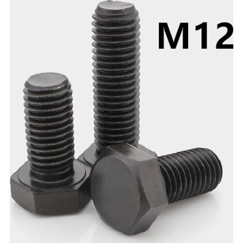10PCS M12x20/25/30/35/40/80mm GB5783 DIN933 Black 304 Stainless steel Outer Hexagon Hex Socket Head Cap Screw Bolt Metric Thread