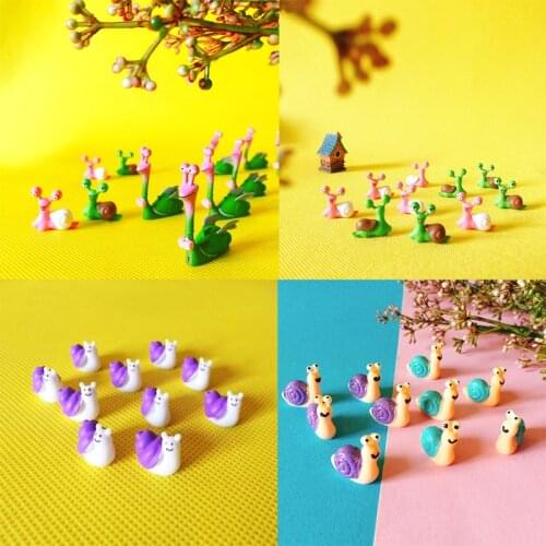 10Pcs/snail/doll house//miniatures/lovely cute/fairy garden gnome/moss terrarium decor/bonsai/figurine/DIY supplies/cake topper