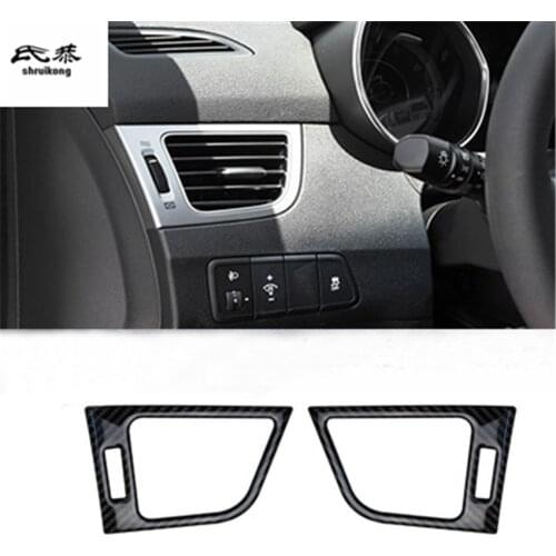 2pcs/lot Epoxy glue carbon fiber grain front both sides air conditioning outlet cover for 2012-2015 Hyundai Elantra MD UD Avante