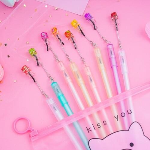 20 PCs neutral pens Korean small fresh Fruit Pendant Gel Pens Creative Pendant Signature Pen Cute Student Stationery wholesale