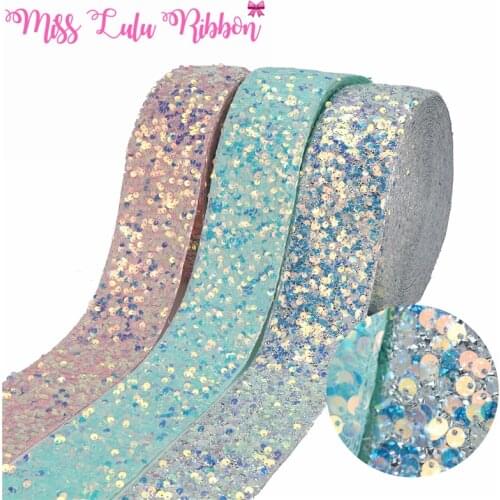 3 inch 75mm 25 Yards Roll Sequin Velvet Ribbon DIY Holiday Cheer Hair Bow Material Handmade Deco Accessories