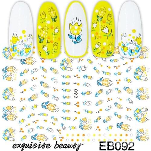 3D Nail Sticker Sketch Flower Slider Nails Art Decoration Wraps Decals Cute Design Adhesive Manicure Tips Stickers Pegatina