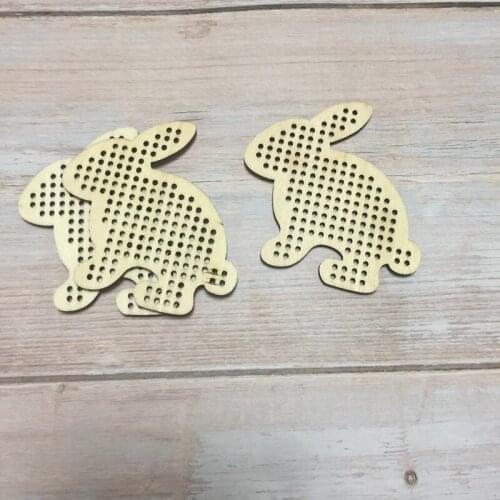 50 pcs unfisnished wood bunny rabbit shape easter decoration blank cross stitch