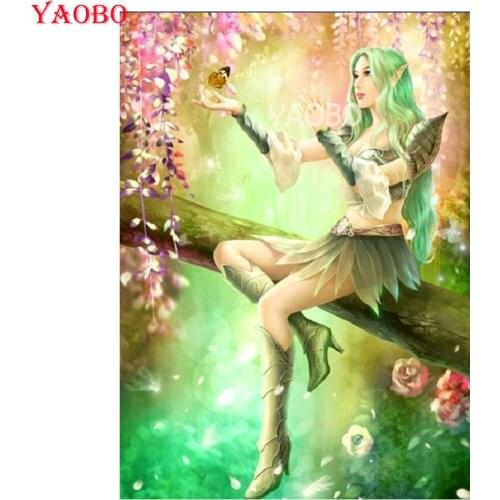 Full Diamond Painting 5D New Living Room Point Paste Diamond Cross Stitch Cartoon elf beauty Handmade Diamond Embroidery
