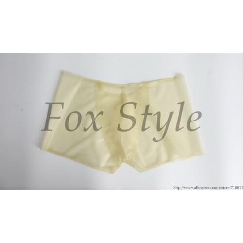 Free shipping! latex sexy shorts with pocket front for men in 0.3 trasparent exotic penies holes