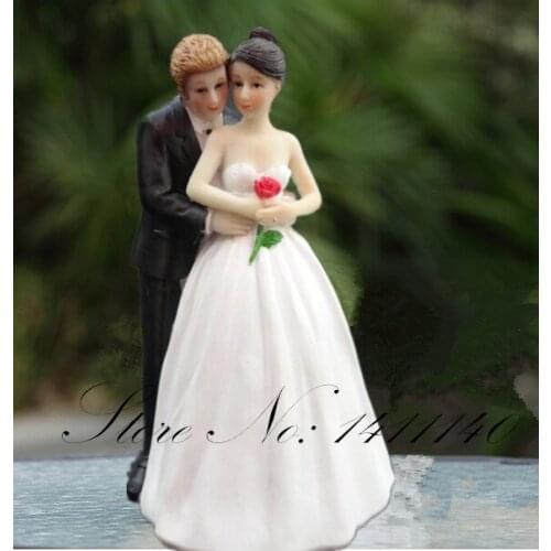 Free shipping "Yes to the Rose" Custom Bride & Groom Couple Figurine Wedding Cake Topper