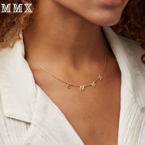 Customized Name Letter Necklace Personalized Fashion Minimalist Chain Necklace For Women Stainless Steel Jewelry Birthday Gift