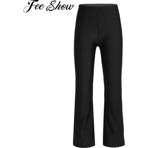 Black Kids Girls Basic Classic Stretchy Loose Pants Dancewear for Jazz Dancing Stage Performance Solid Sport Fitness Yoga Pants