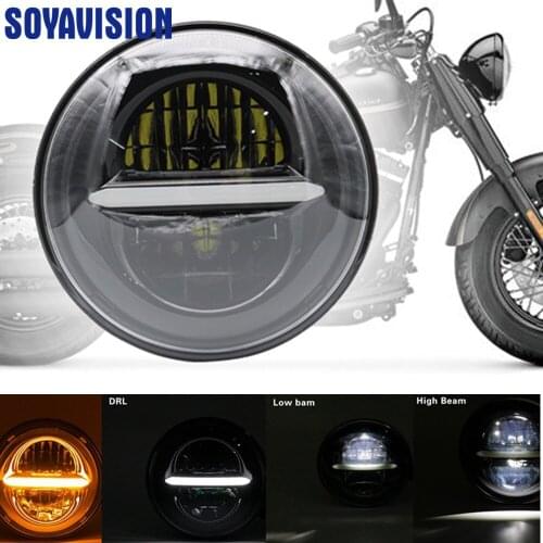 5 3/4" White DRL High Low Beam Projector Led Car Motorcycle Headlight 5.75inch Lamp housing For Dyna Sportster Softail