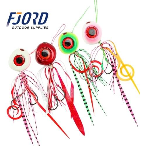FJORD 4 Color Octopus Jig Ocean Boat Fishing Bait Octopus Head Rubber Threads Skirts Deep Sea Fishing Fishing Lures