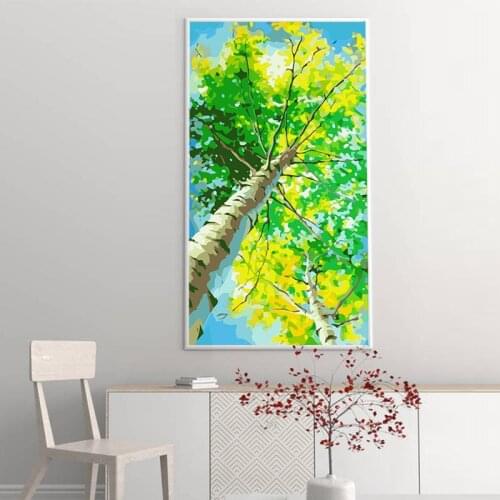 GATYZTORY Frame Large Size Poplar Trees DIY Painting By Numbers Kits Modern Wall Art Picture Handpainted Painting For Home Arts