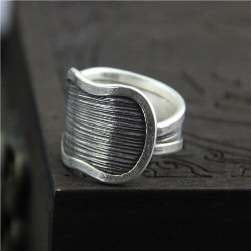 Thailand Chiang Mai Imported Handmade Thai Silver Ring S999 Sterling Silver Female Models Vintage Ethnic Style Jewelry