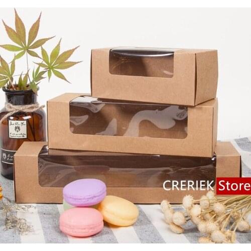Kraft paper gift box with window cupcake mooncake cookies DIY dessert packing box gift carton box