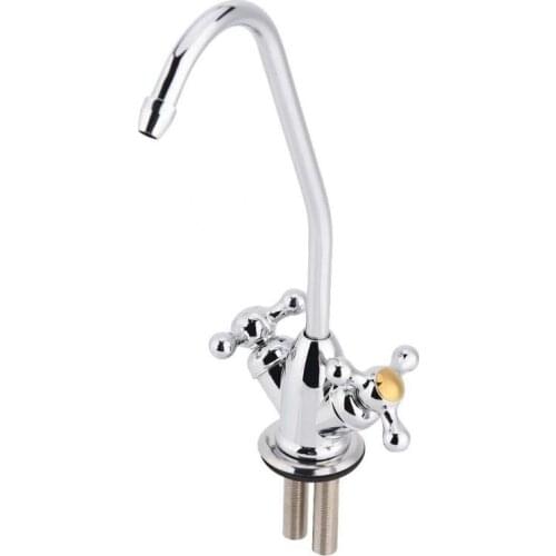 Kitchen Double Head Faucet Tap Chrome Reverse Osmosis Drinking Water Filter Zinc Alloy 1/4
