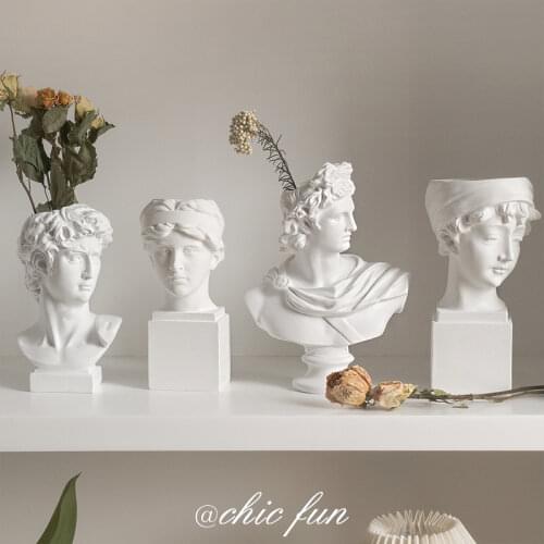 Creative Nordic Resin Human head Portrait vase David Venus Human head Decorative ornaments sculpture Flower arrangement