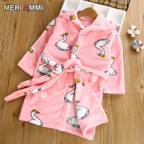 MERI AMMI Children Girl Boy Clothing Flannel Sleepwear Pajama Nightgown Cartoon Rabbit Football Print For 2-11 Years Kids