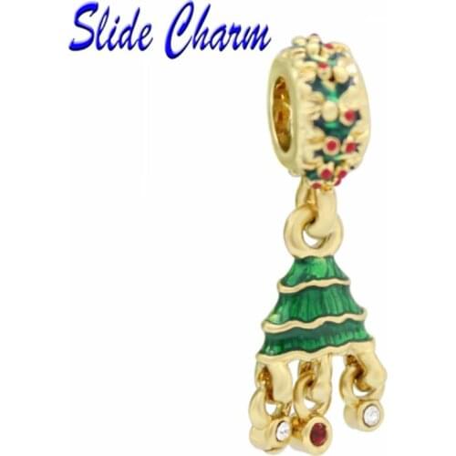 Fashion jewelry DIY European Christmas beads, green enamel Christmas tree pendant charm Fit Pandora Bracelet Necklace