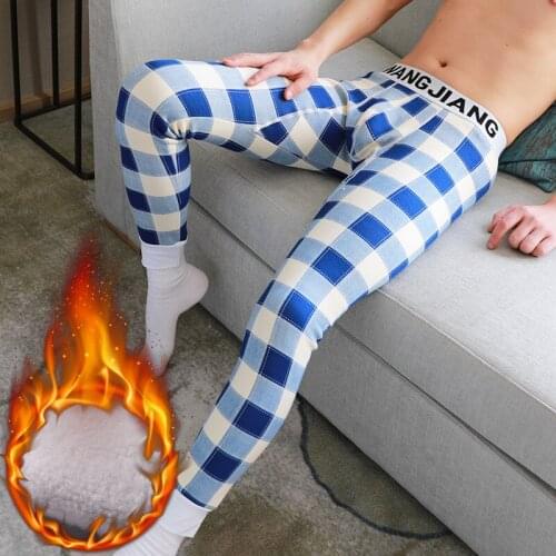 New men long johns mens warm pants elastic line of mens fashion cotton sexy underwear tight legging long Johns plus velvet