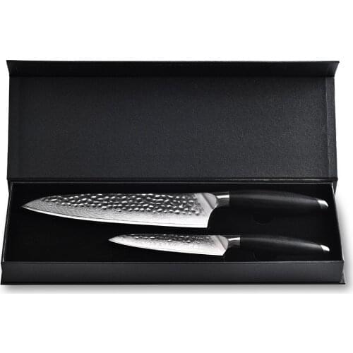 High Quality 2pcs Kitchen Knife Set VG10 Damascus Steel 67 Layers Chef Knives Kitchen Cooking Tools Slicing Cleaver Paring Fruit