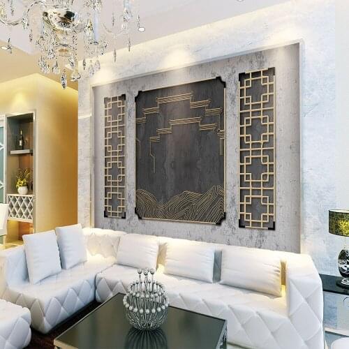 Custom Mural Wallpaper Modern Minimalist Metal Window Building Outline Stone TV Background Wall Painting