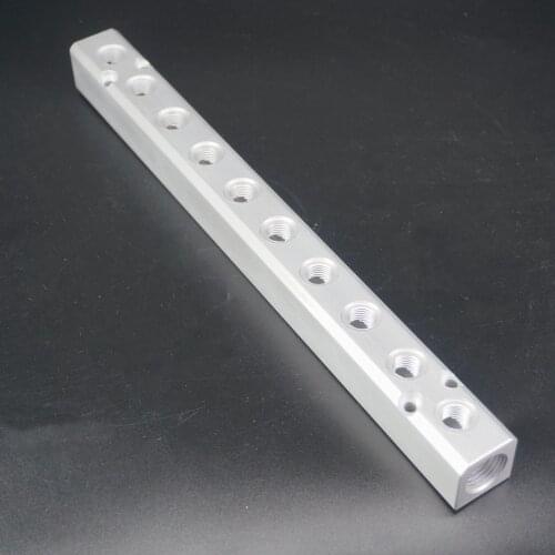 G1/2" In G1/4" Out 8 Way Pneumatic Air Solid Aluminum Manifold Block Splitter