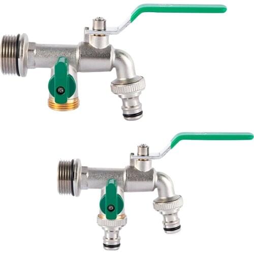Garden Water Connector Double Tap 1/2In 3/4In 1In Outlet Valve Water Tank Adapter Faucet Connector Tap for Garden Lawn Farm Crop