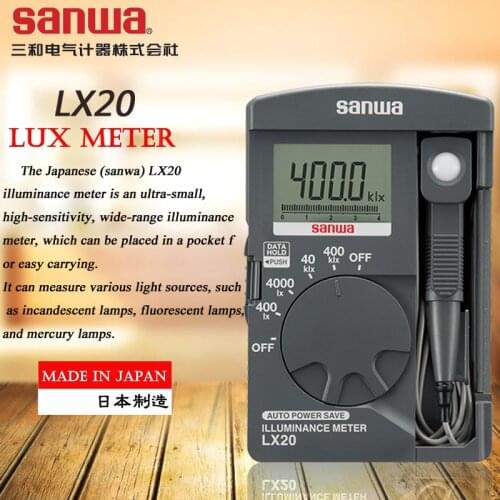 Sanwa LX20 Digital Light Meter/incandescent lamp/fluorescent lamp/mercury light source high sensitivity Lux Meter