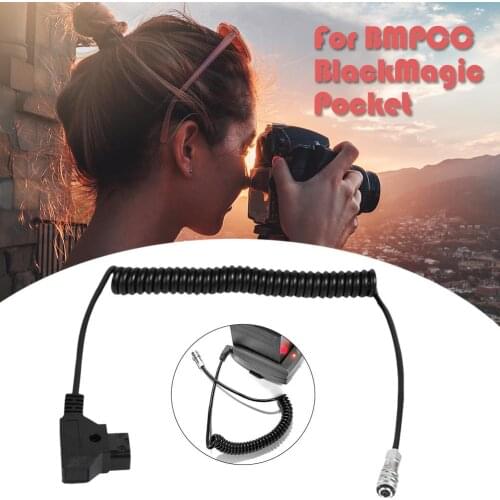 12V-17V Coiled Spiral Power Cable Dtap to Weip for BMPCC 4K Blackmagic Pocket Cinema Cam 5.5x2.5mm Dc Port