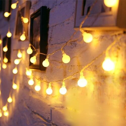 1.5/3m Battery Power LED Ball Garland Light Fairy String Waterproof Outdoor Lamp Christmas Holiday Wedding Party Lamp Decoration
